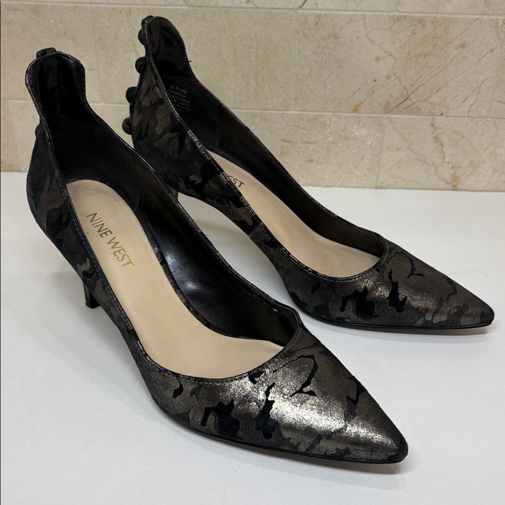 Nine West Maqui Metallic Black Pumps, 6.5 M